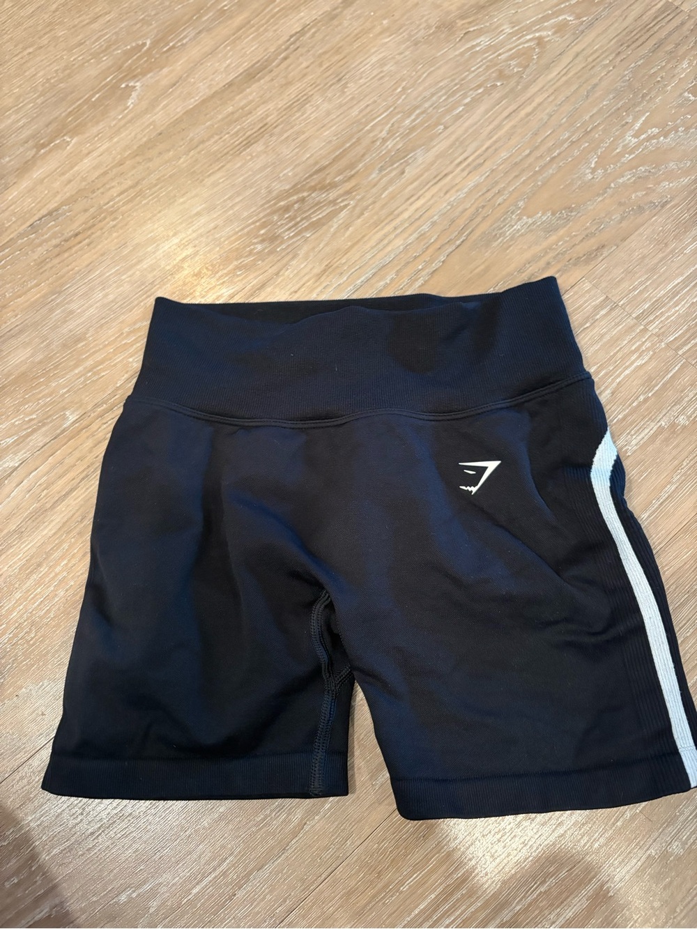 Gym-shark Scrunch Butt Black Athletic High-Waist Shorts with White Side Stripe